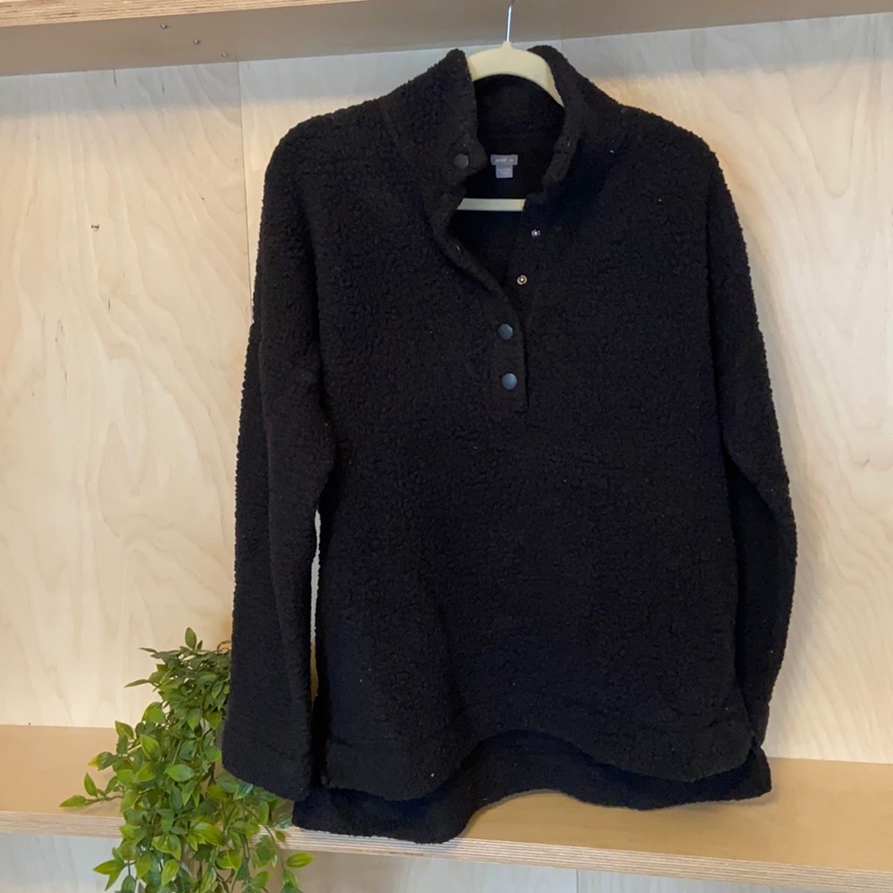 Aerie Black Teddy Bear Oversized Pullover